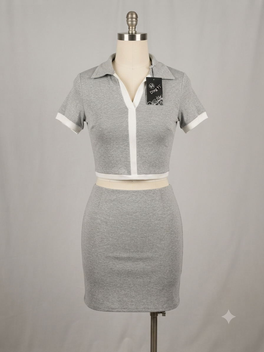 Conjunto mujer falda y top gris
