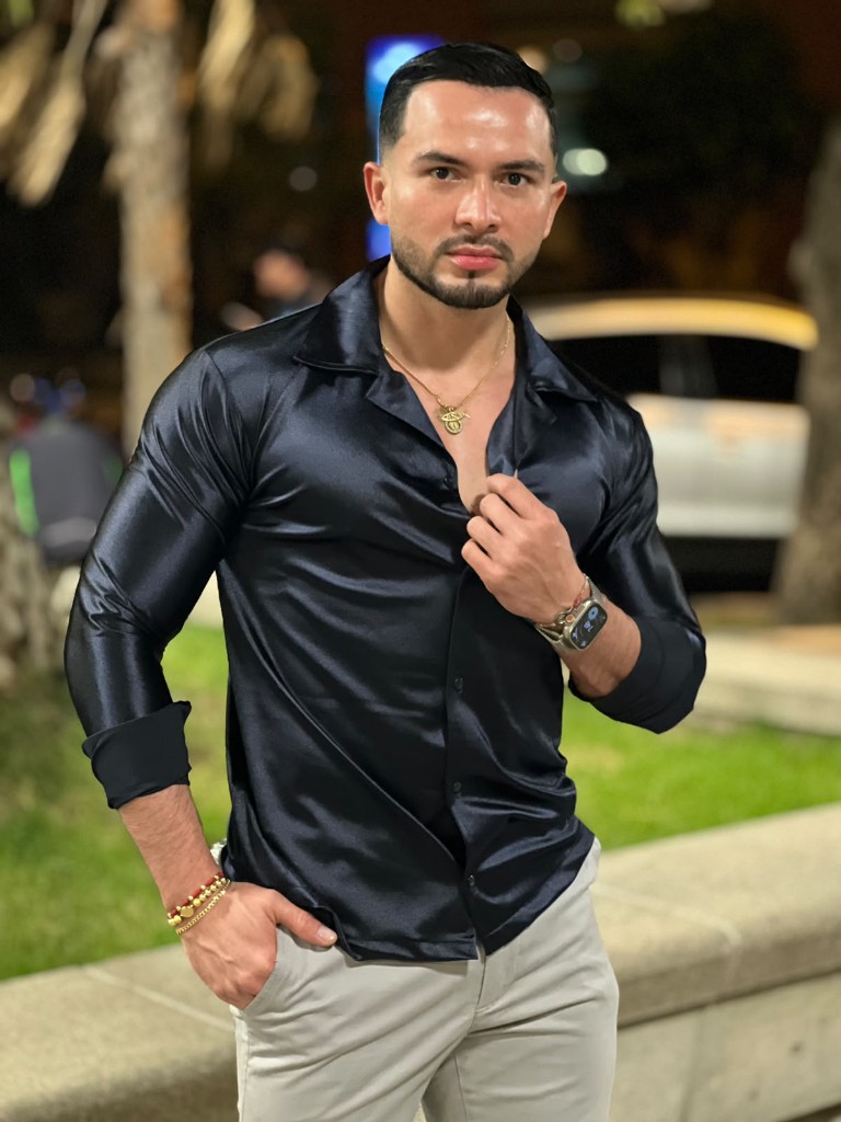 Camisa Satinada Azúl Nuve