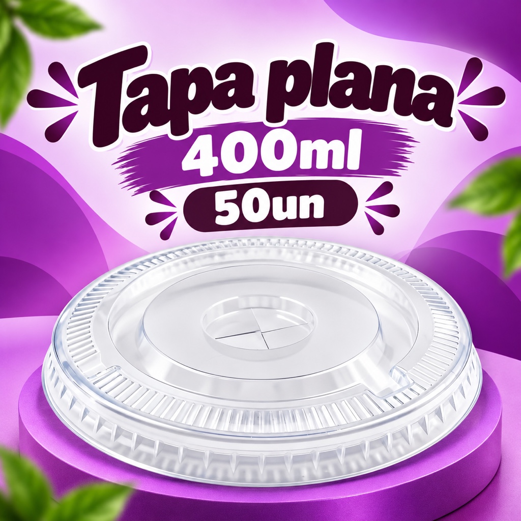 Tapa plana 400ml 50un