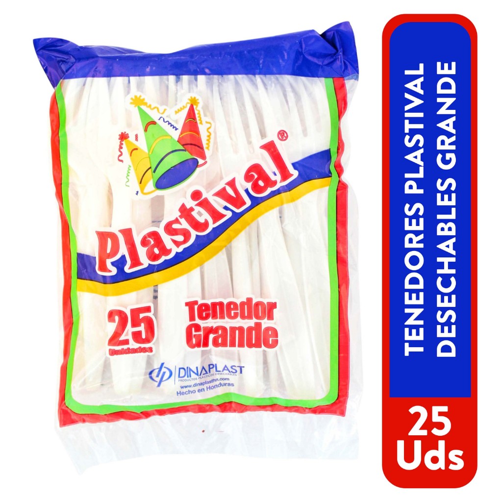 Plasticval tenedores plasticos grandes 25 uds