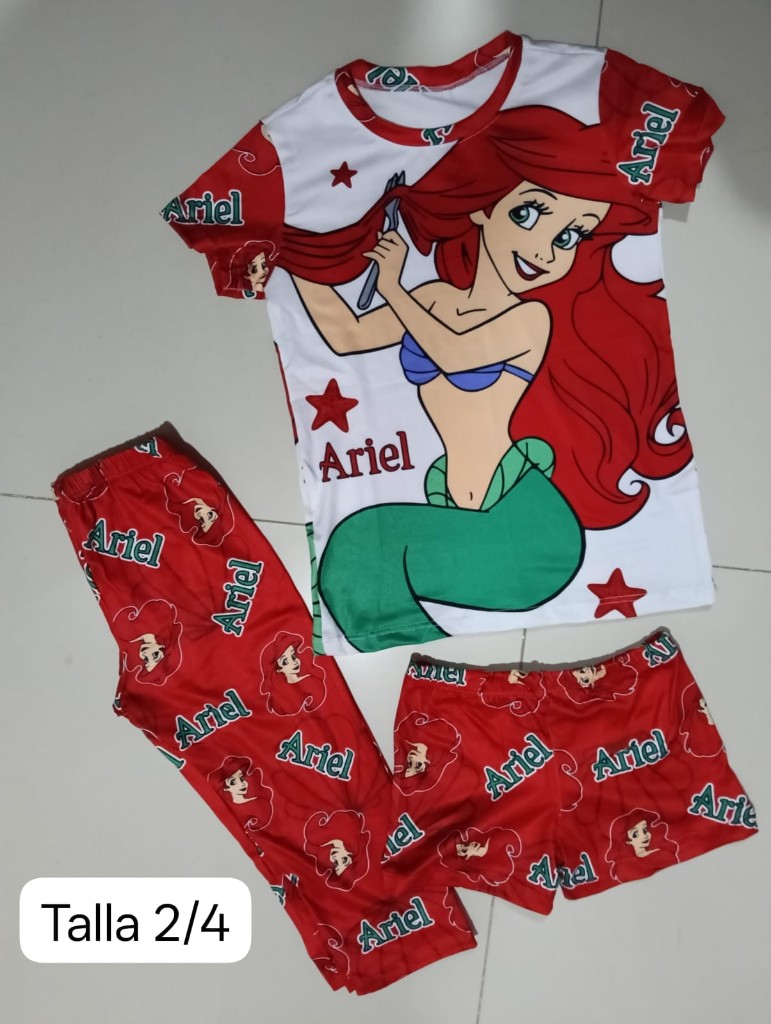 Pijama en Trio para Niña Ariel