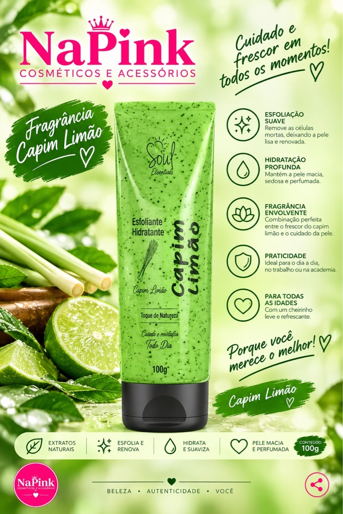 Capim Limão esfoliante hidratante 100g