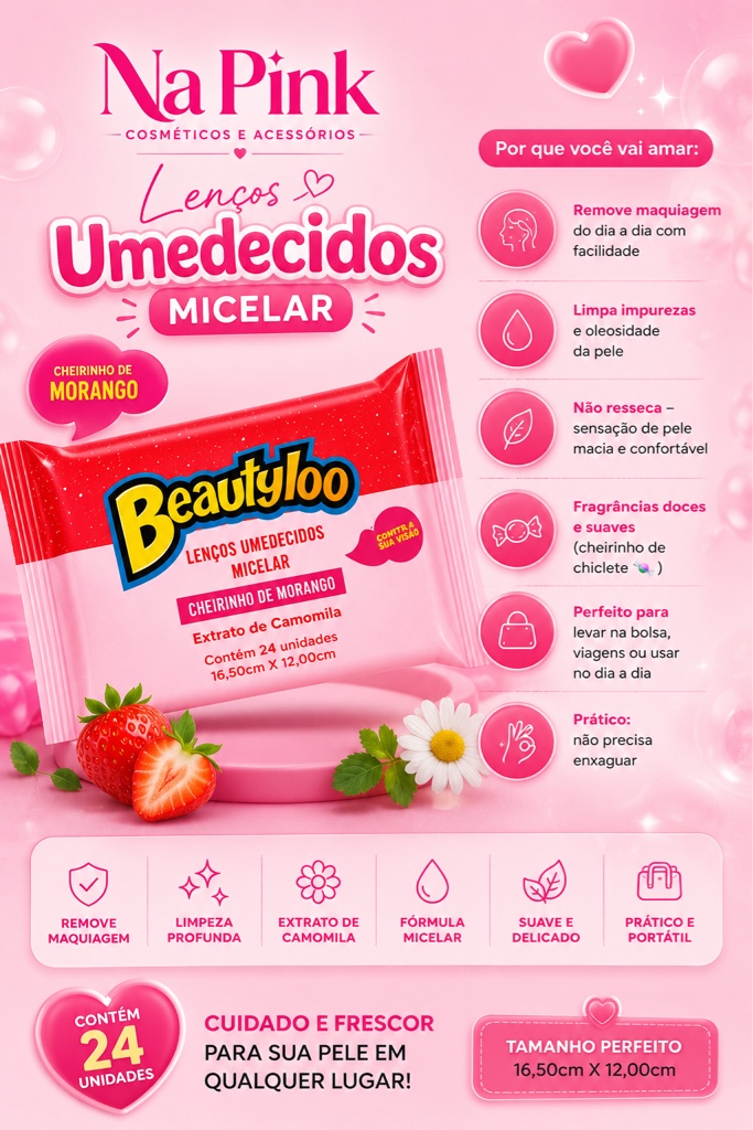 lenços umedecidos micelar morango