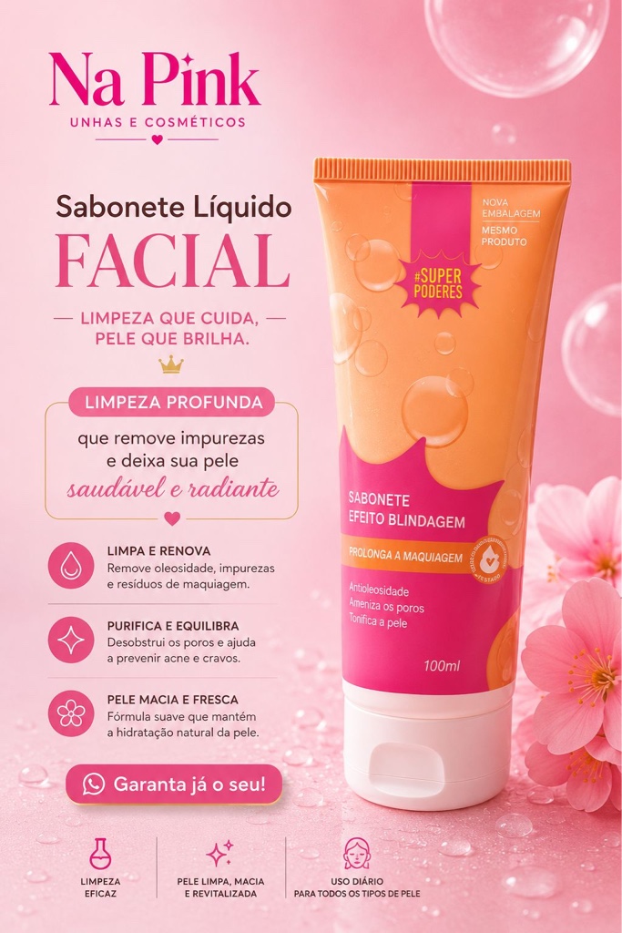 Sabonete Líquido Facial Rosa 100ml
