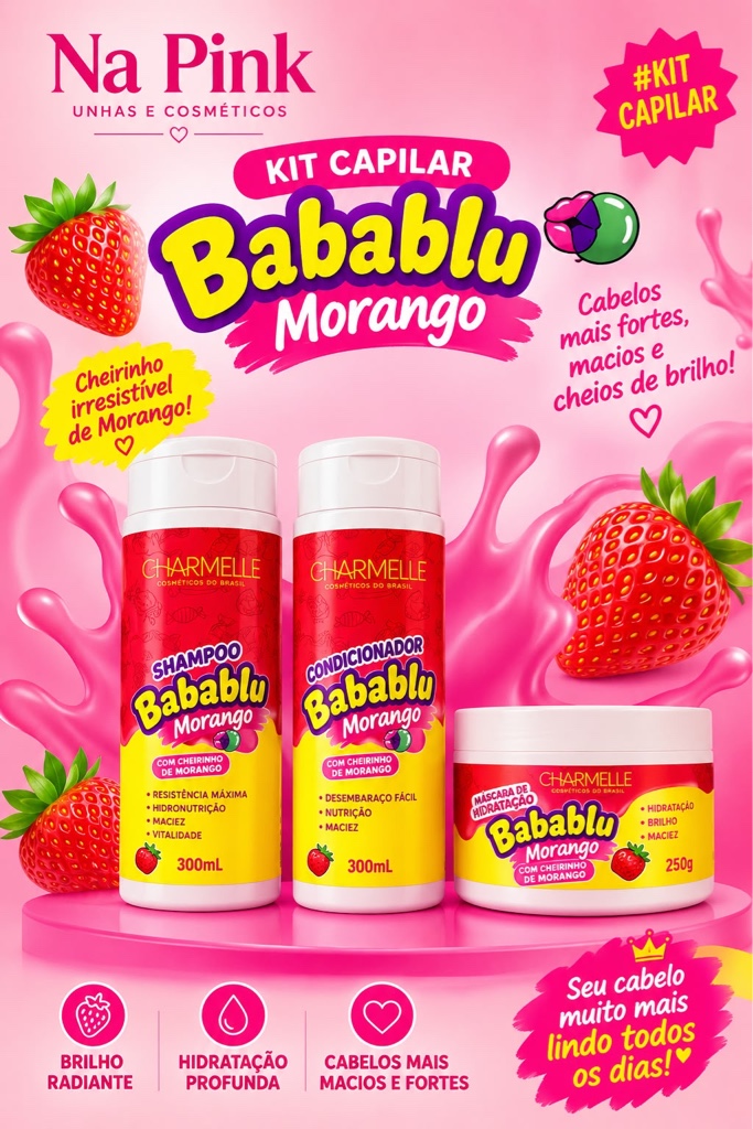 Charmele Babablu Morango kit capilar