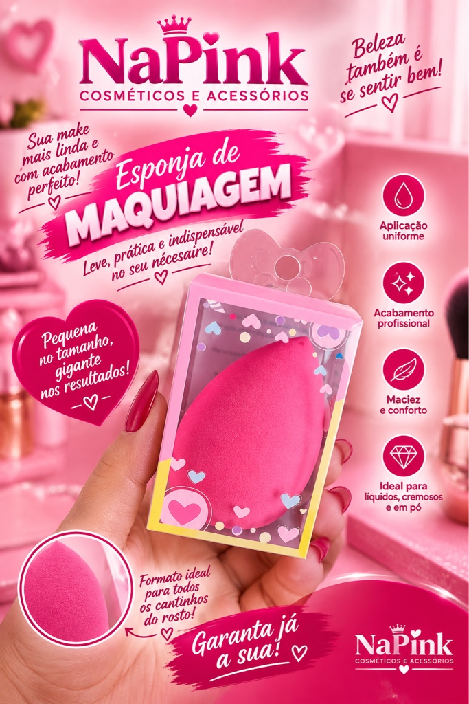 esponja rosa maquiagem