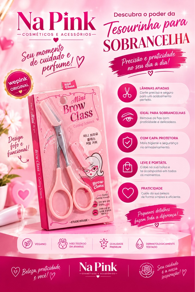 Mini tesourinha/sobrancelha Class rosa