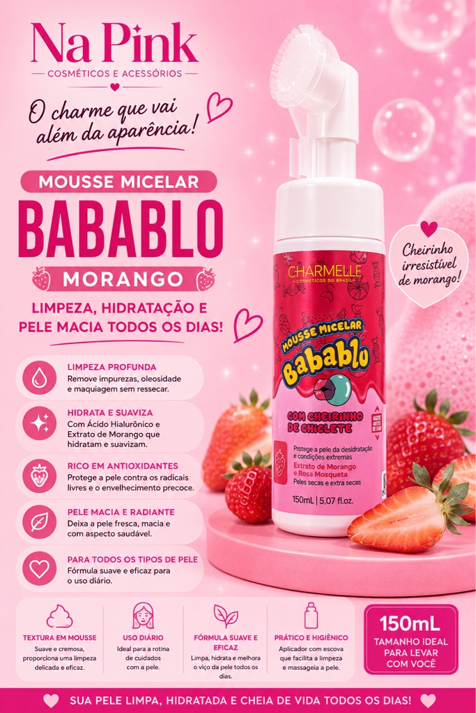 Babablo Mousse Micelar Morango 150mL