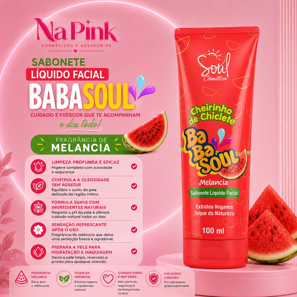 Babasoul Melancia sabonete líquido facial