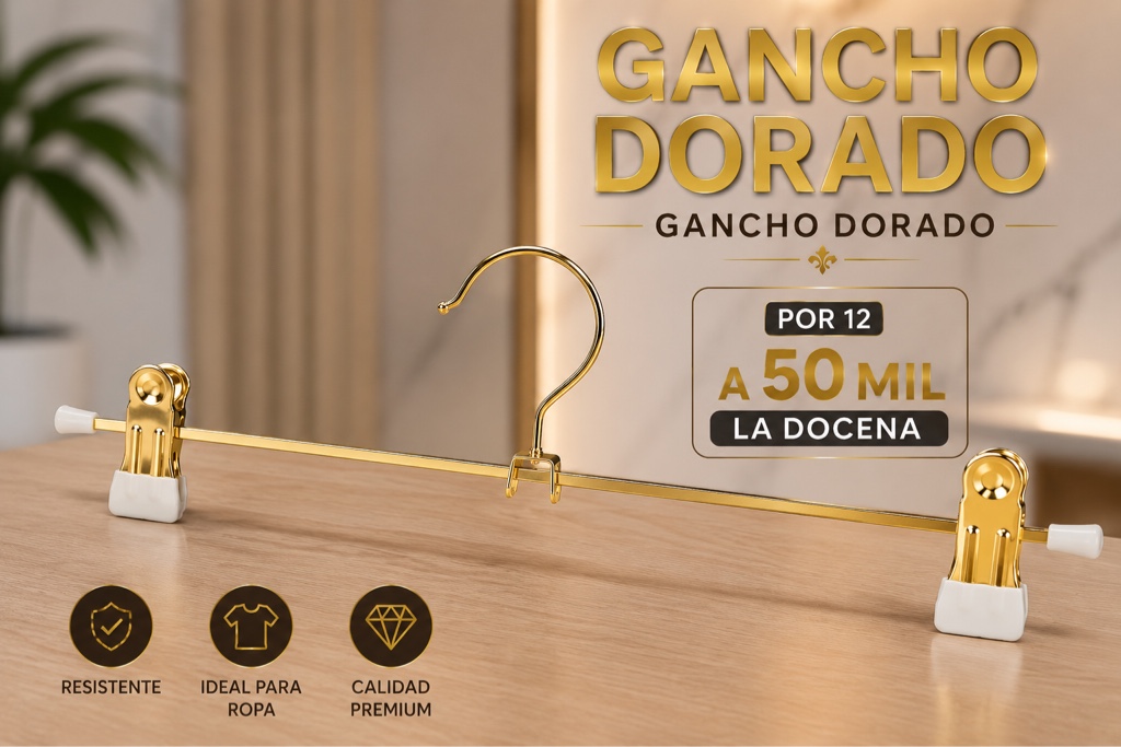 GANCHO DE PINZA ORO X12