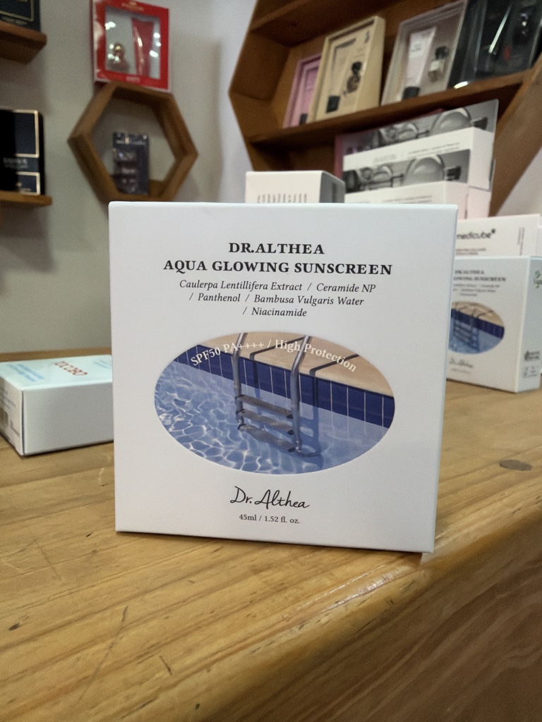 Dr althea protector solar aqua glowing azul