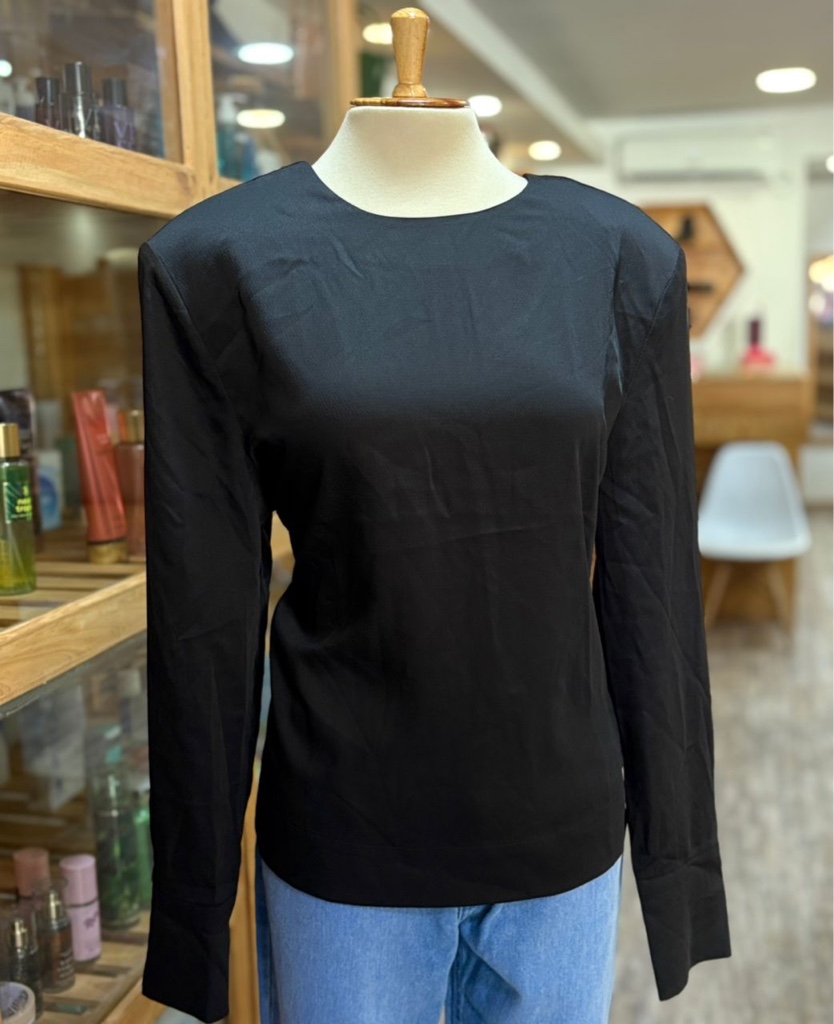 Blusa De Dama Negra Manga tres cuartas