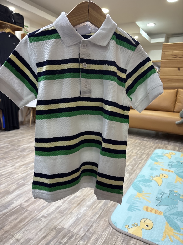 Chemise de rayas verde azul y blanco niño EPK