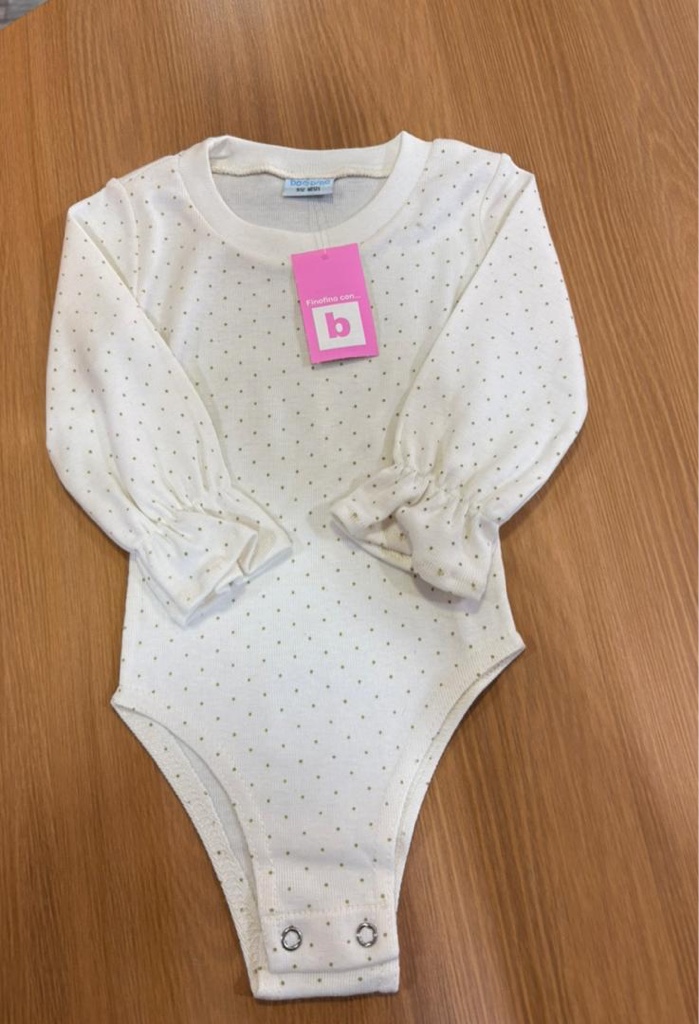 Body Merlot Manga Larga Beige con puntitos y mangas faraladas Bambino