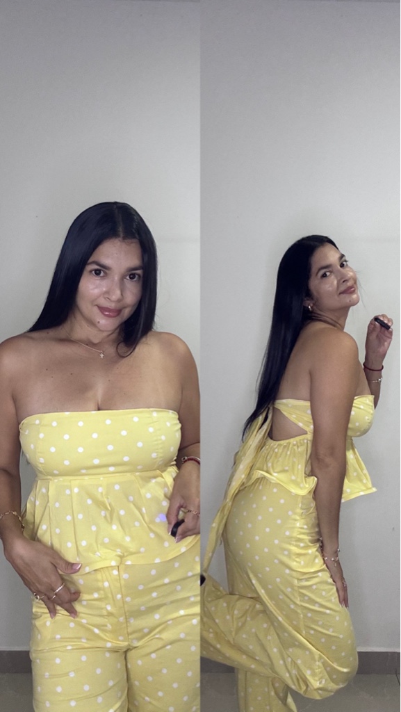 Set lunares amarillo pastel