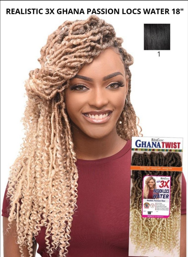 Ghana Twist x3 passion locs water 18" #1 rasta