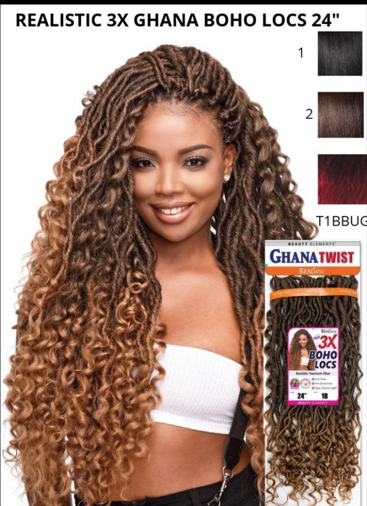 Ghana Twist x3 boho locs  24" #2 rasta