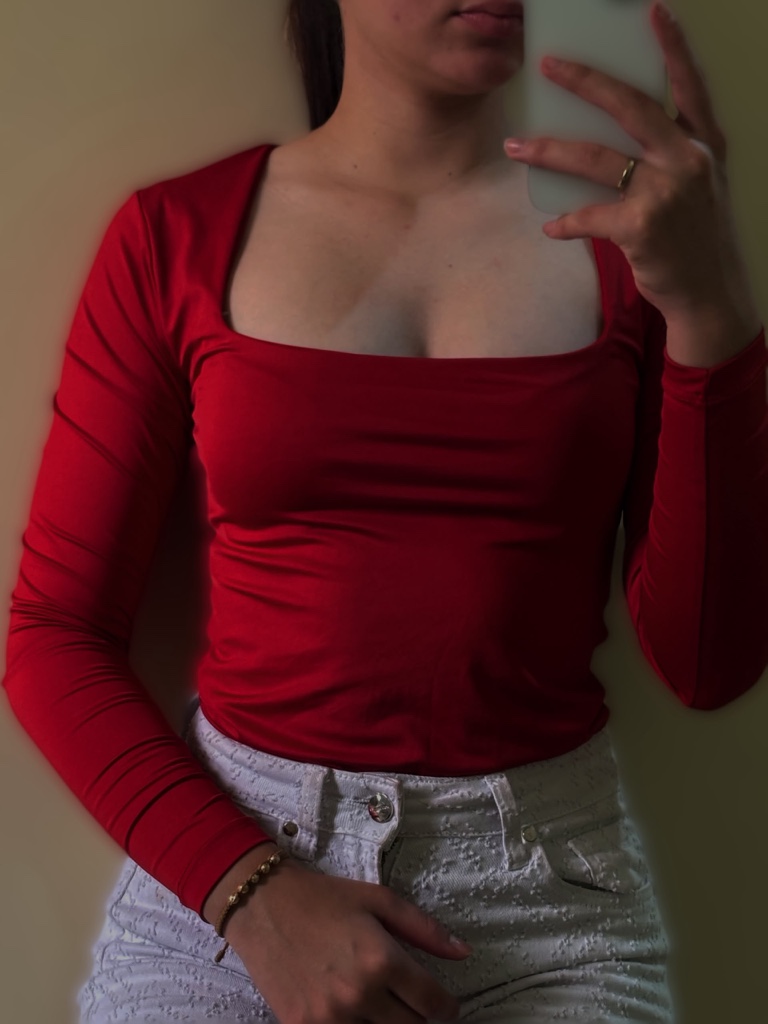 BODY MANGA LARGA ROJO