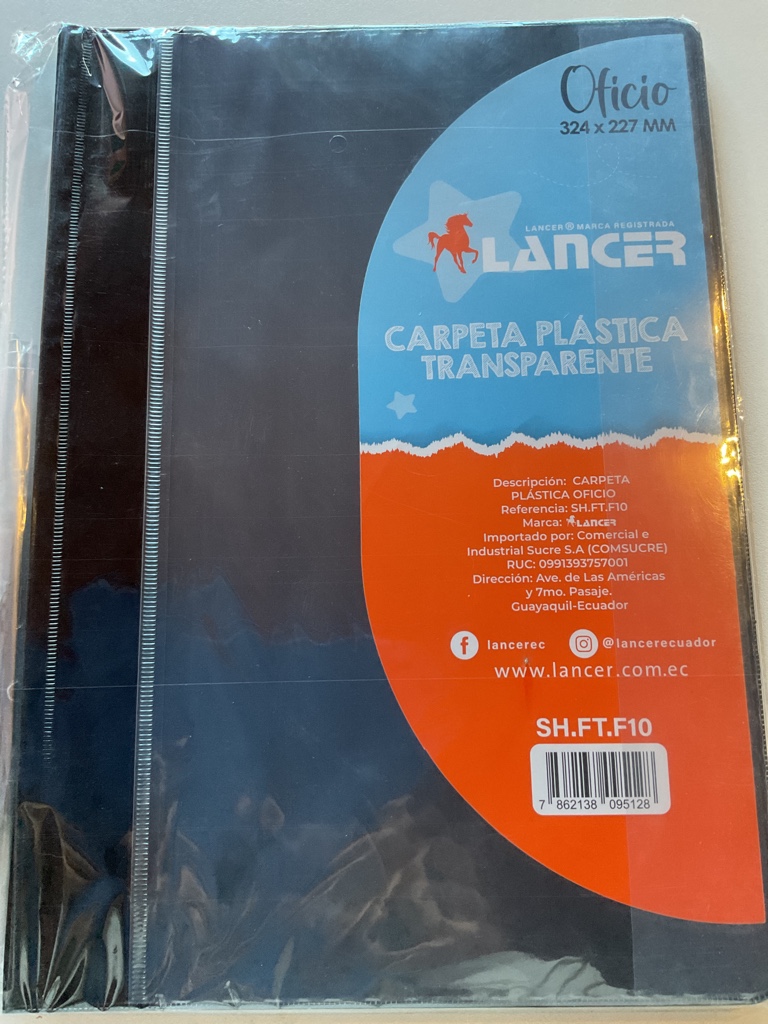 Lancer carpeta plastica transparente oficio