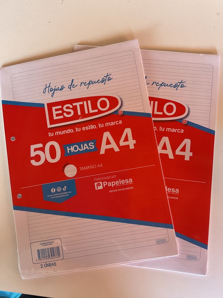 ESTILO hojas de repuesto A4 2 líneas