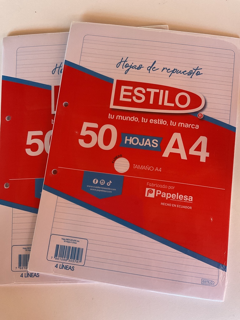 Estilo hojas de repuesto A4 50 hojas