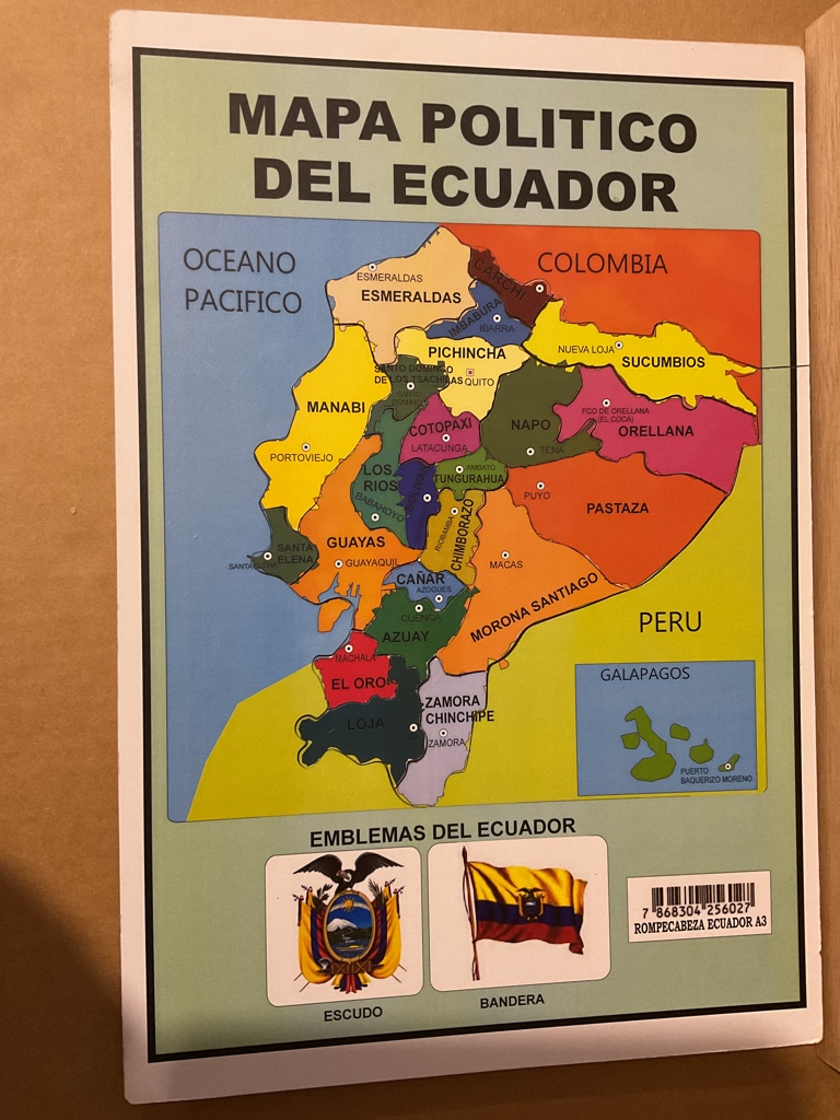 Rompecabeza mapa politico Ecuador A3