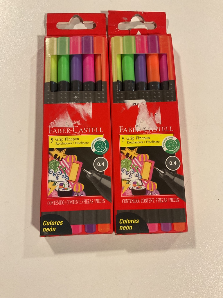 Faber-Castell 5 grip fineliners neón