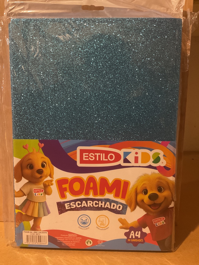 Estilo Kids Foami escarchado celeste A4