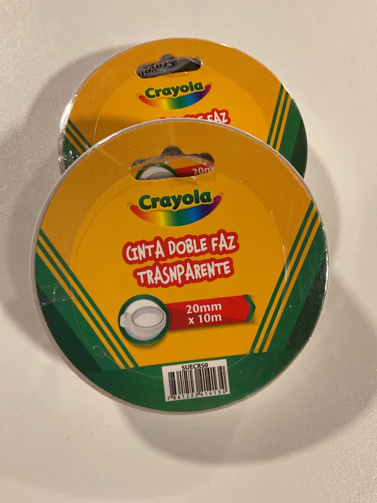 Crayola cinta doble faz transparente 20mm x 10m