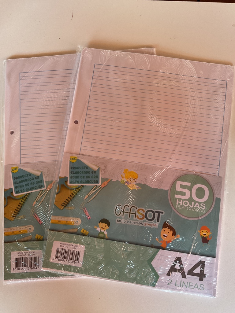 Offisot hojas perforadas A4 2 lineas