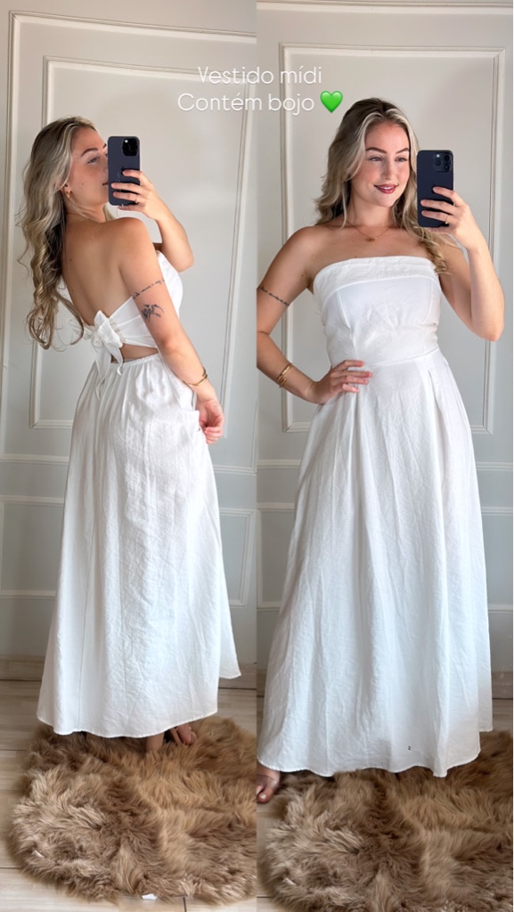 Vestido tomara que caia sensorial branco
