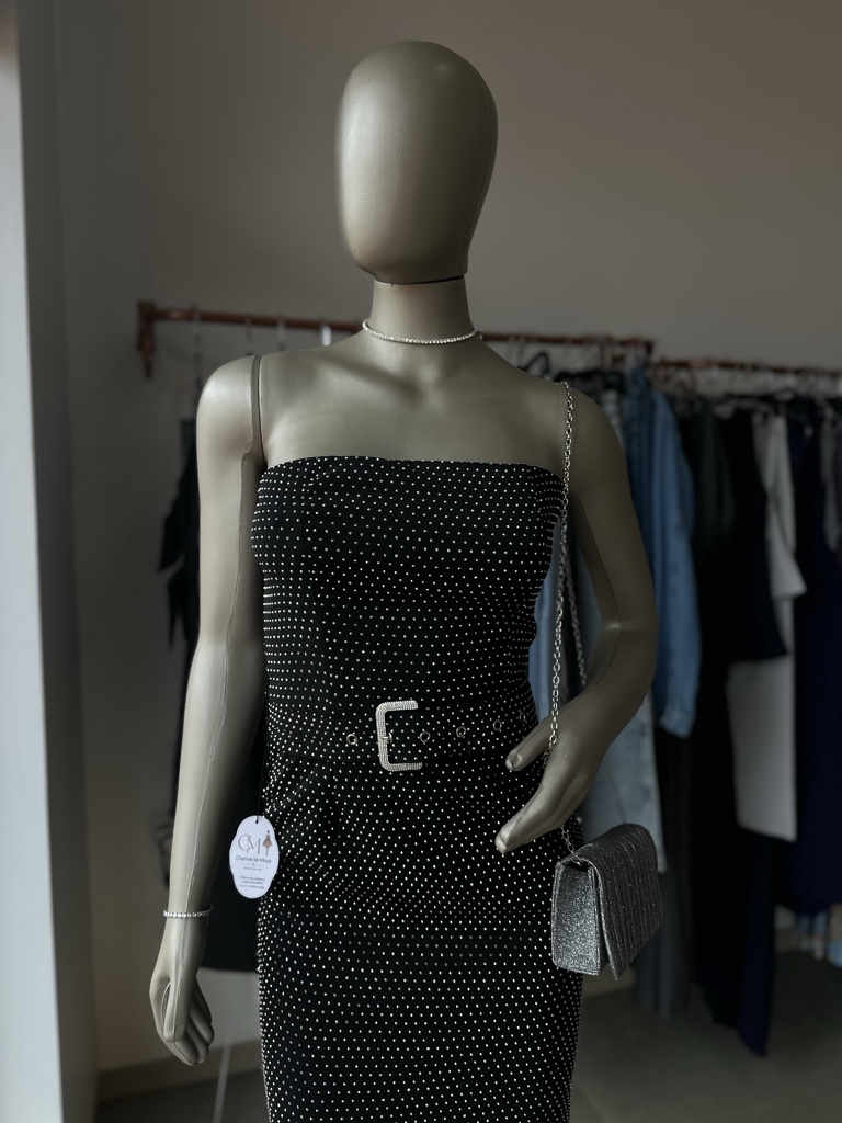 Vestido Boutique com Strass
