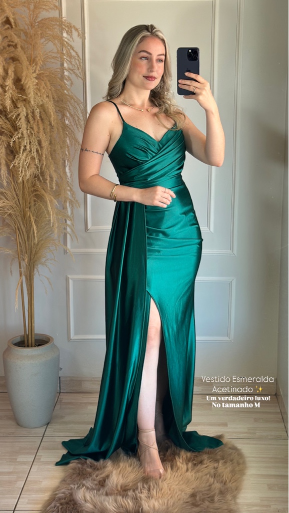 Vestido festa acetinado
