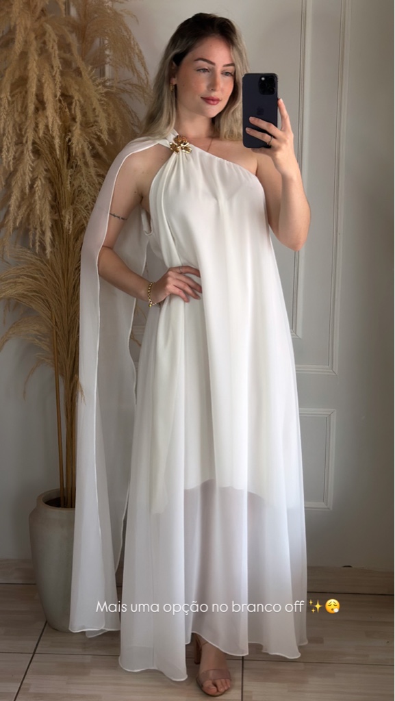 Vestido nula manga tule branco