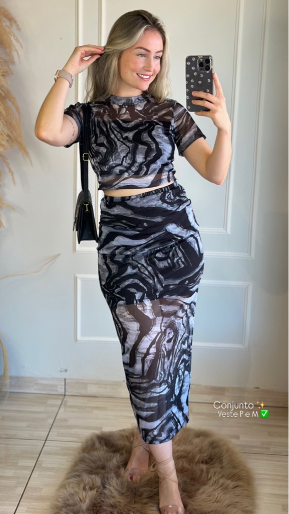 Conjunto tule ' saia midi