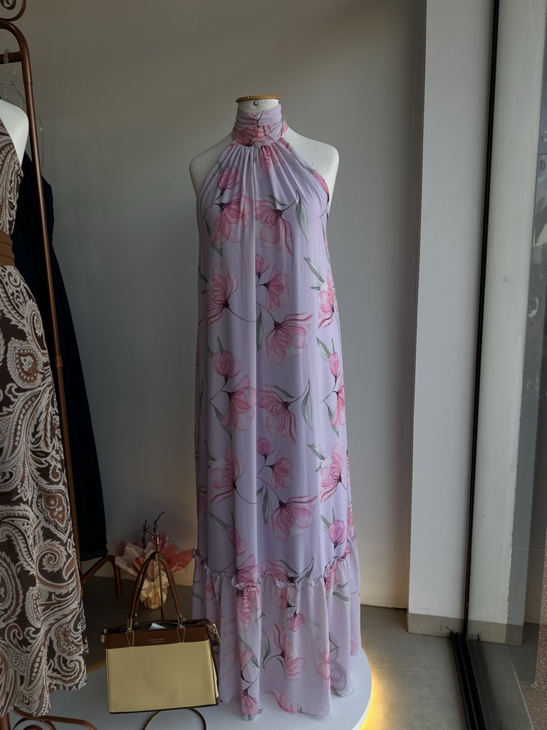 VESTIDO SHIFON FLORAL LILAS