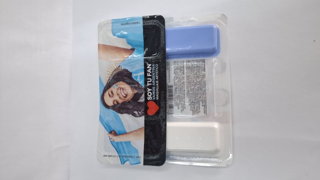 Soy Tu Fan set maquillaje blanco azul