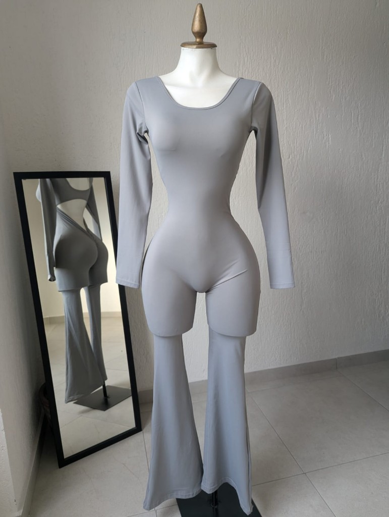 Enterizo manga larga GRIS PERLA 728