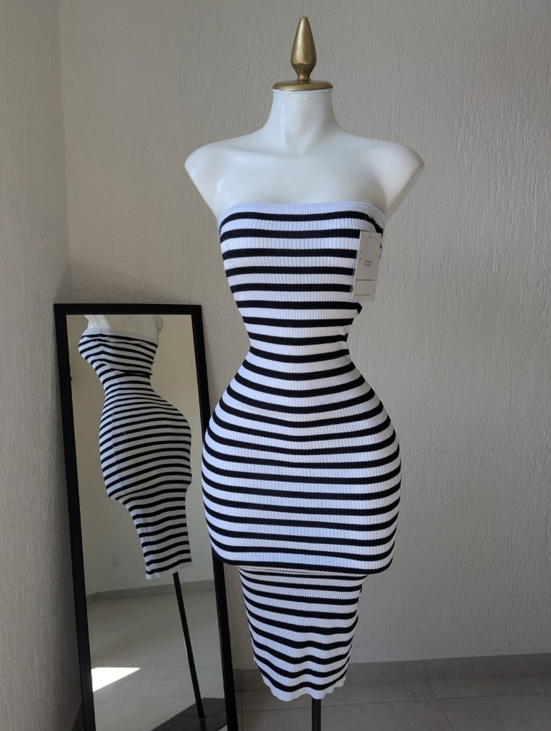Vestido rayado BLANCO UB3923 SALVA