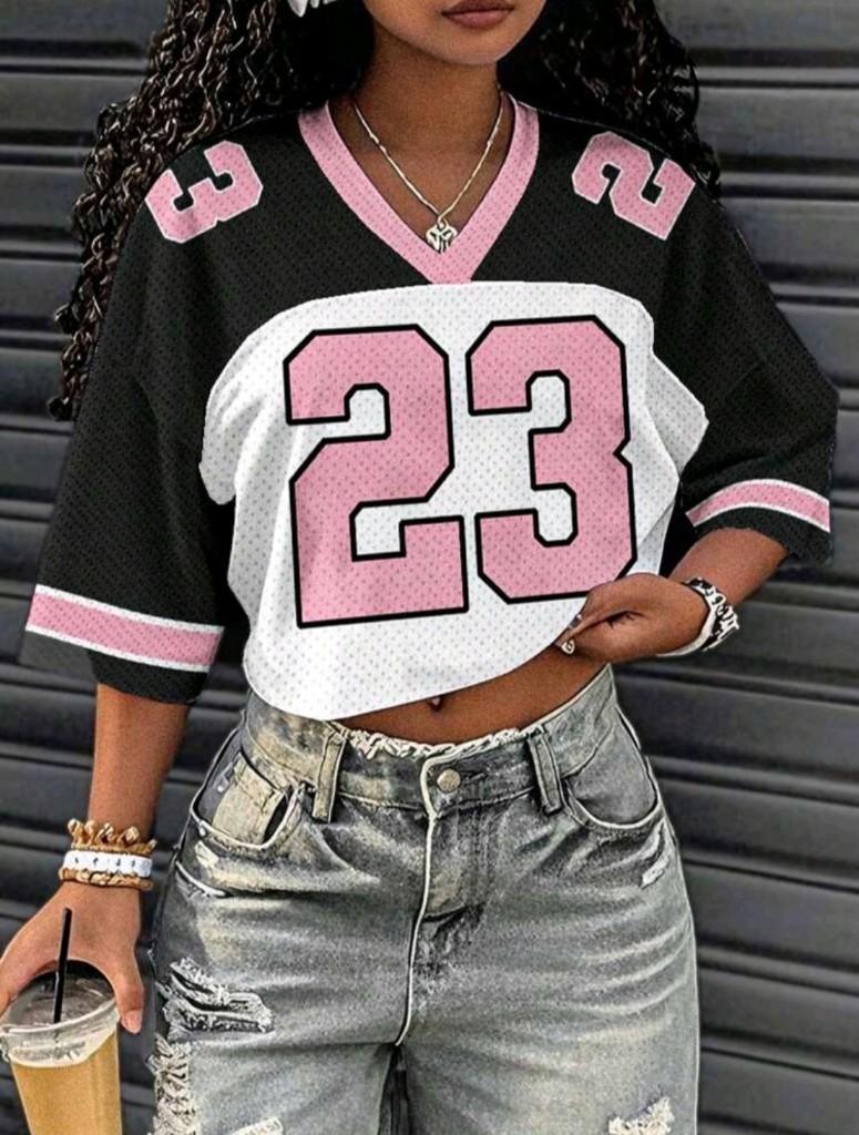 TOP ROSADO Y NEGRO 23