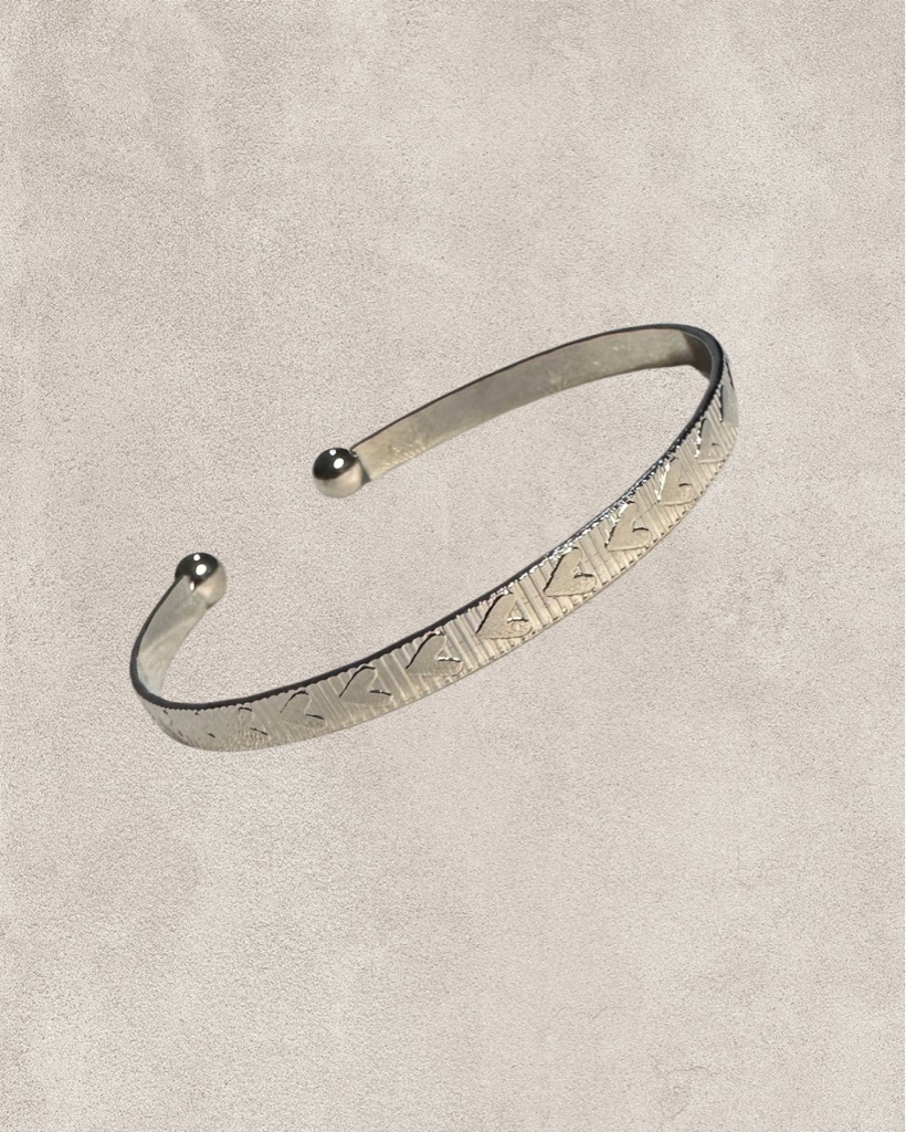 Pulsera Rígida Étnica Plateada