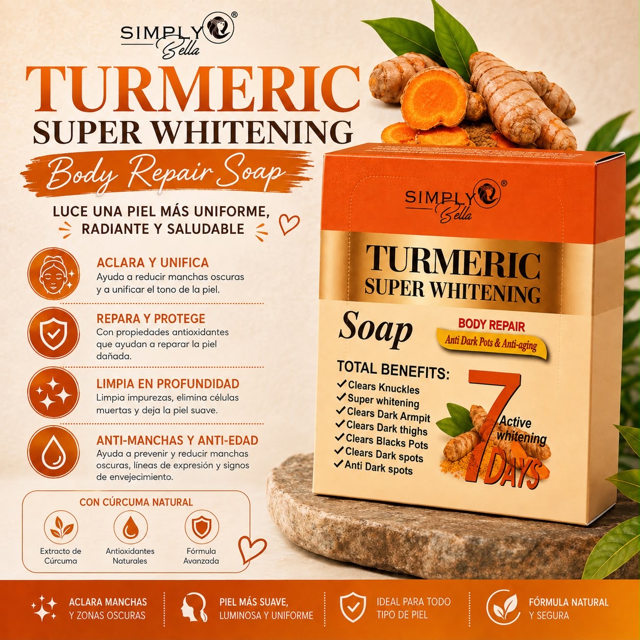 Simply Bella Turmeric Super Whitening Body Repair Soap