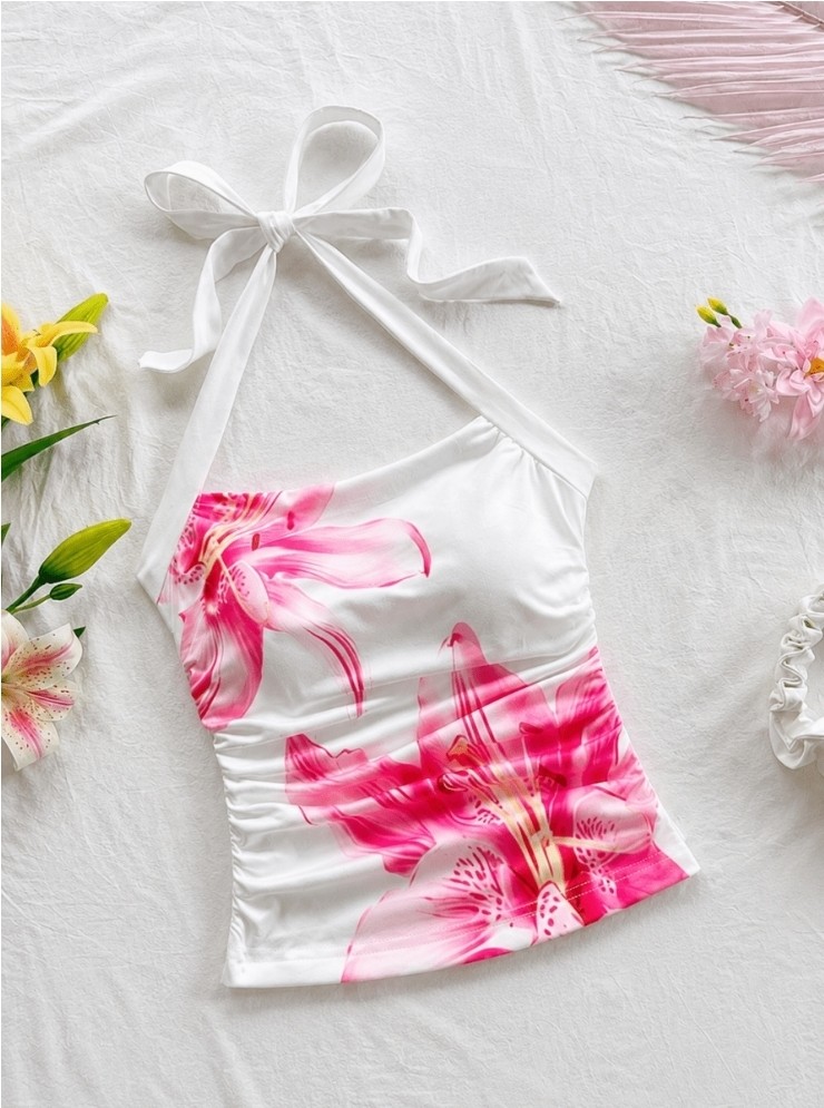 XL - BLUSA TIRANTES FLOR ROSA
