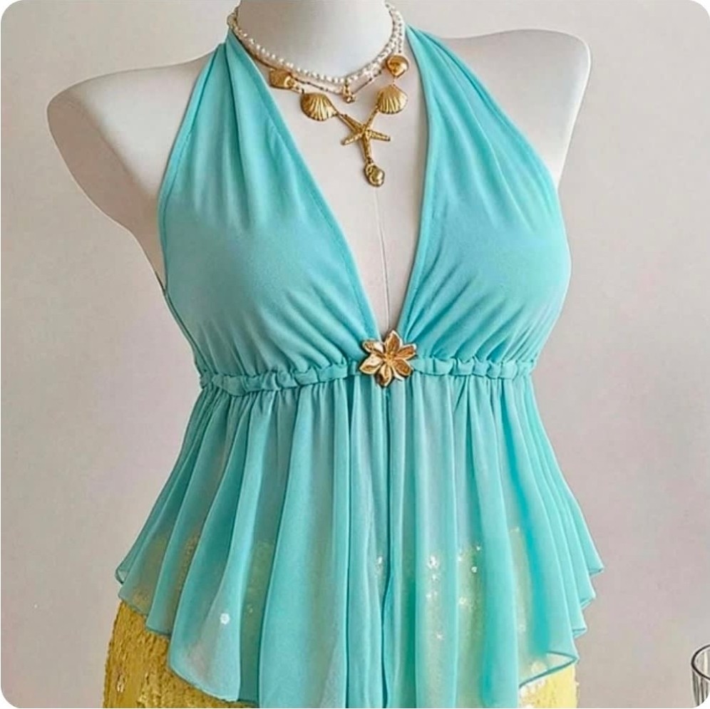 3XL - BLUSA CELESTE FLOR