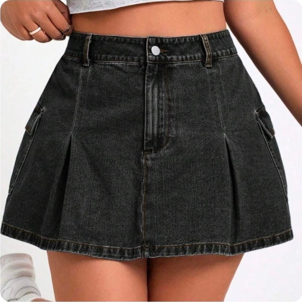 1XL - FALDA JEAN PLIEGUES