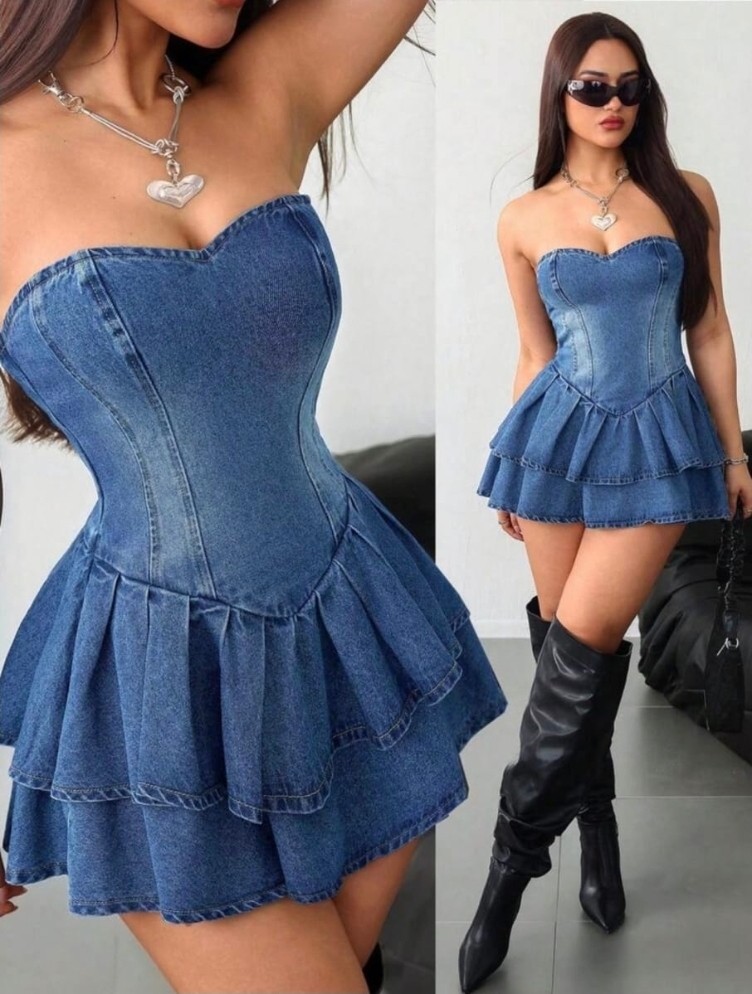 XL - VESTIDO JEAN CORTO