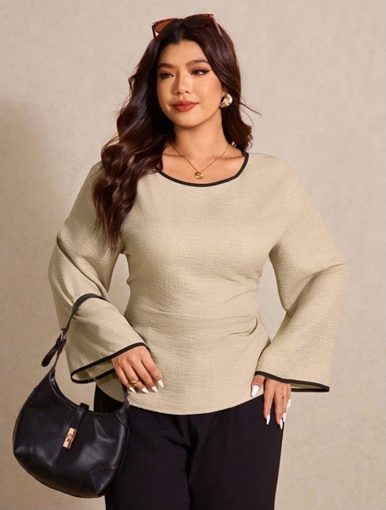 2XL - BLUSA AJUSTE EN ESPALDA BEIGE
