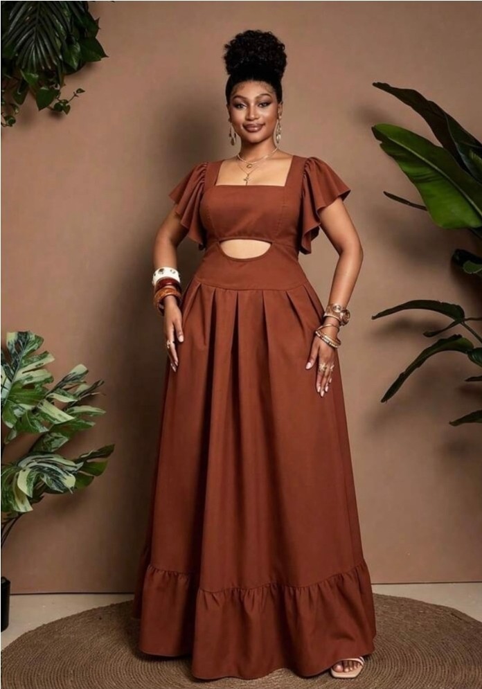 1XL - VESTIDO MARRON ELEGANTE