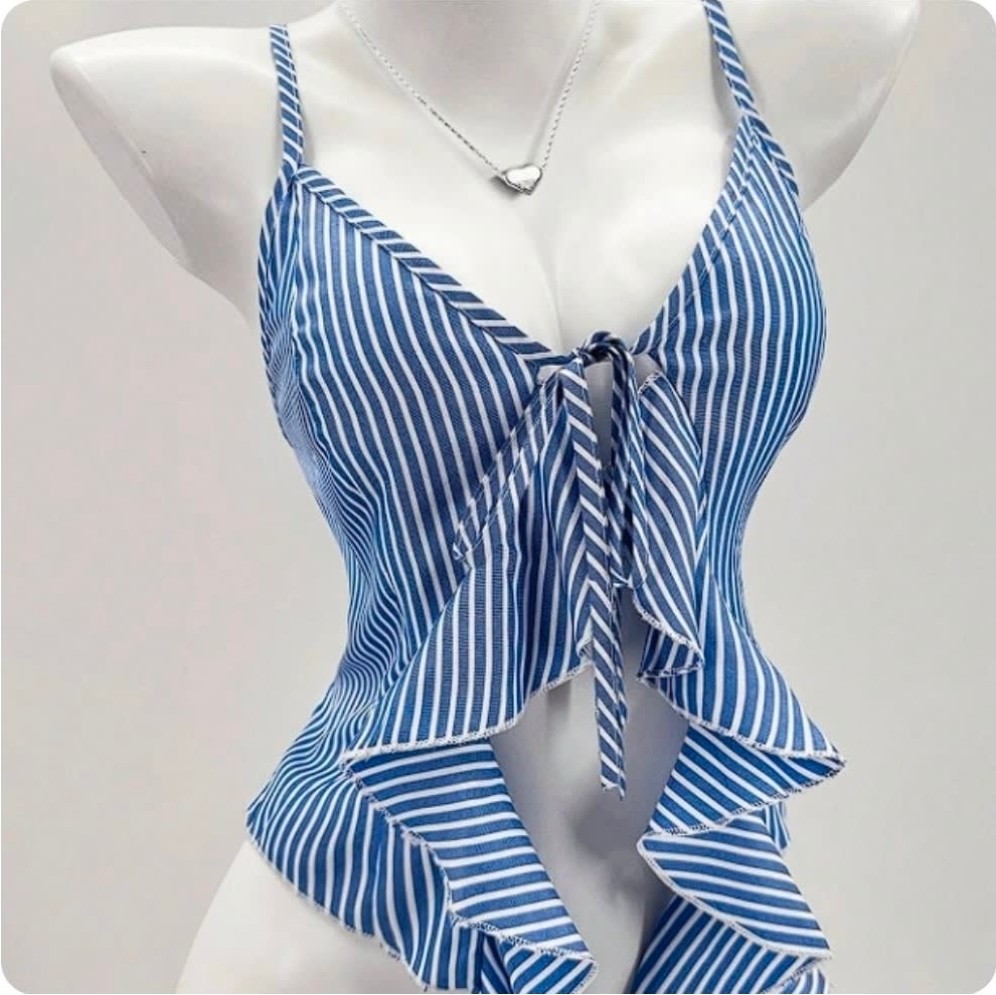 XL - BLUSA RAYAS CELESTE