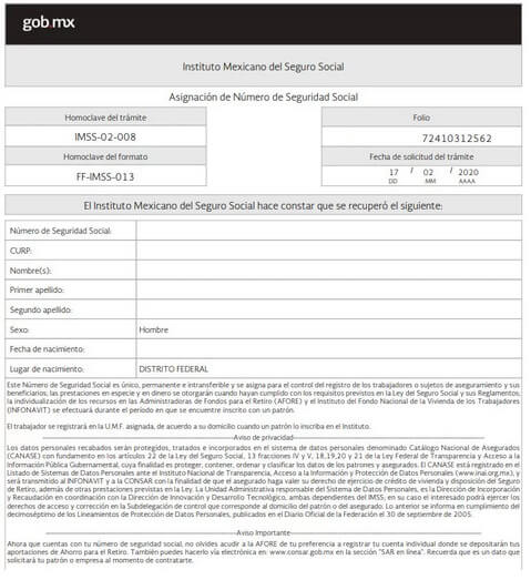 Número seguro social